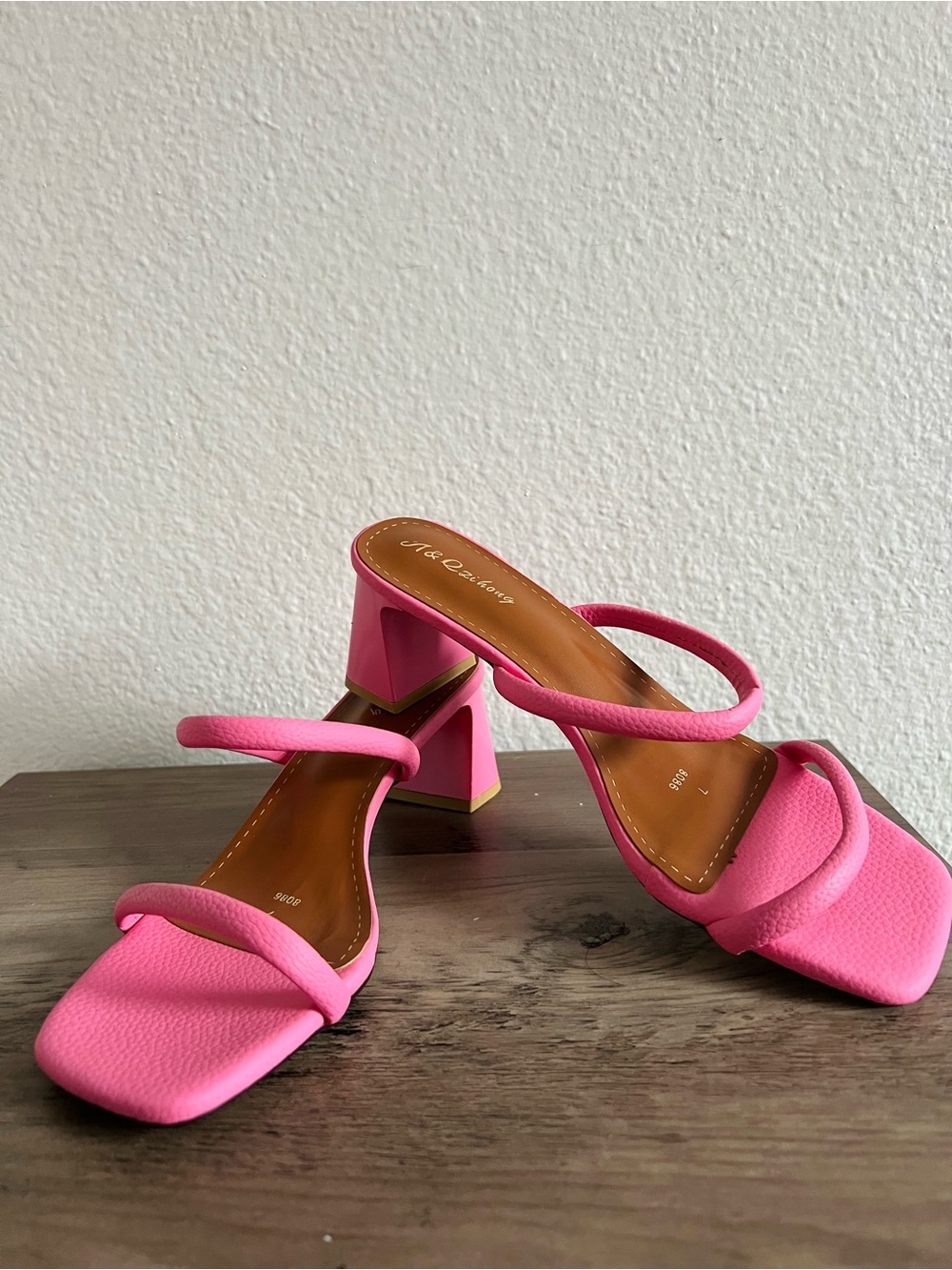 Pink Strappy Block Heel Sandals - Picture 6 of 6